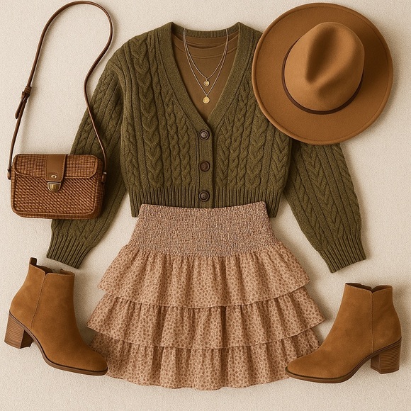 Reset Tiered Mini Skirt Floral Smocked Waist Ruffle Hem Size Medium - Picture 6 of 6